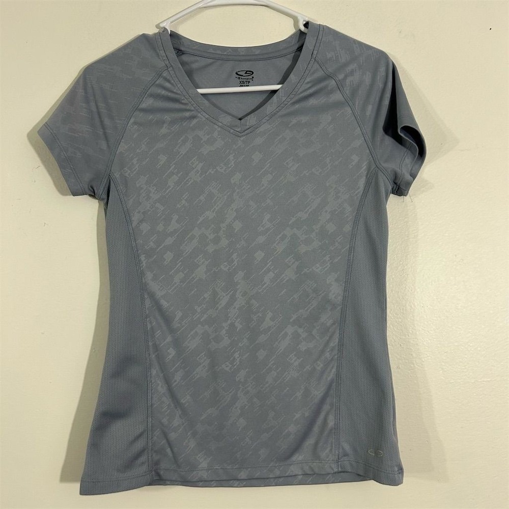 Champion Women's XS Gray V-Neck Athletic‎ T-Shirt Short Sleeve Casual
